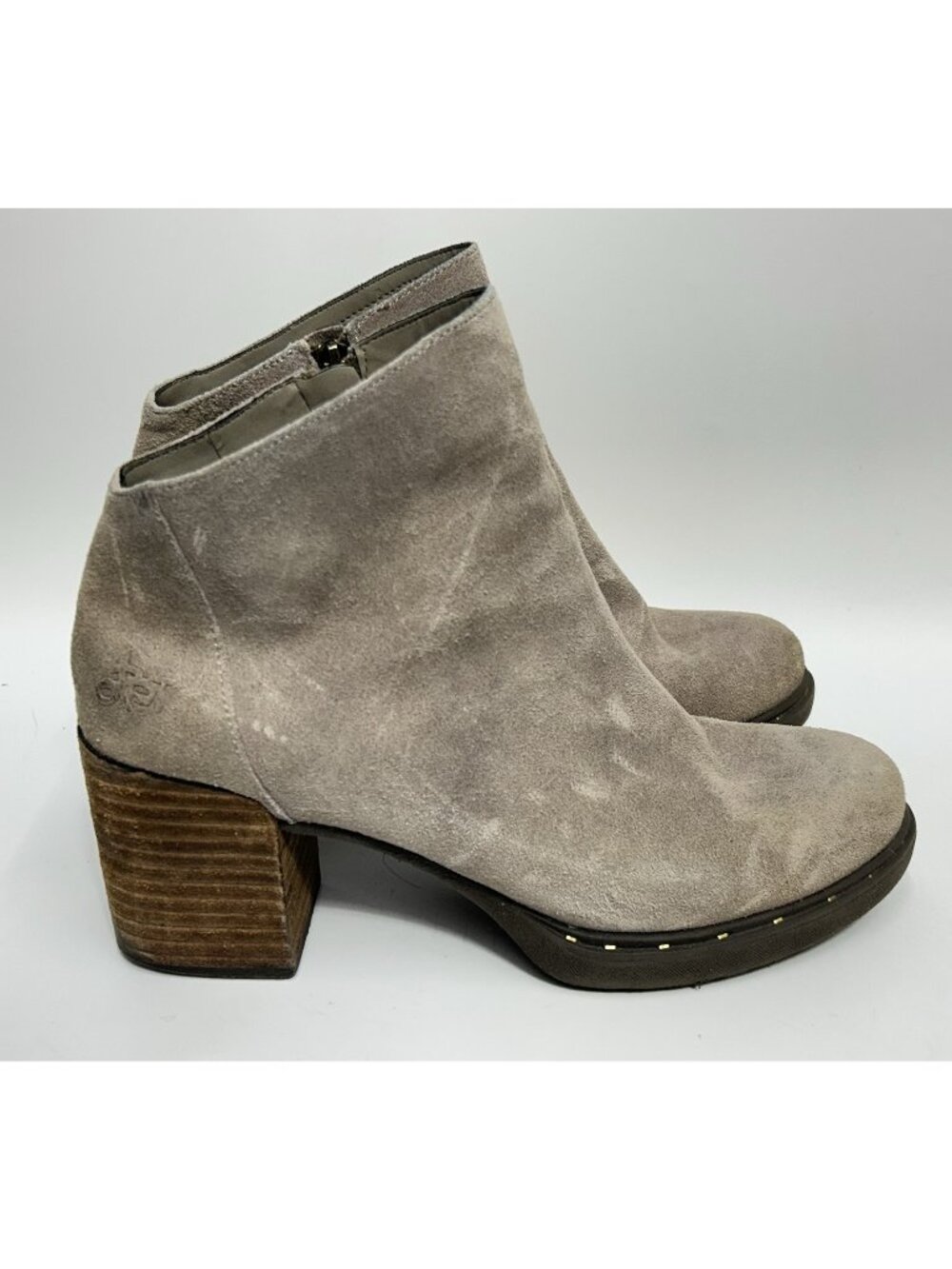 OTBT Ankle Boots Womens 9 M Montana Heels Booties Side Zip Beige Suede Casual